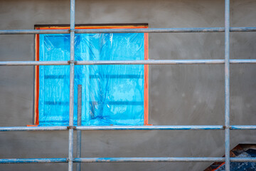 Naklejka premium External wall insulation panels installed and plastered in england uk