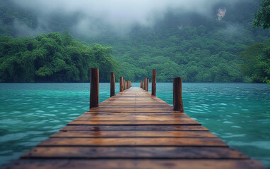Wooden Dock in the Middle of a Body of Water