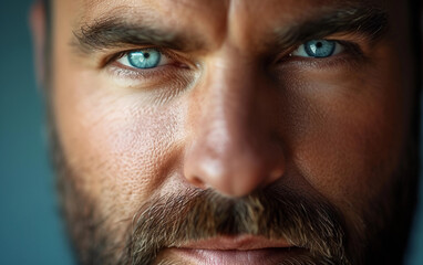 Fototapeta premium Close Up of Man With Blue Eyes