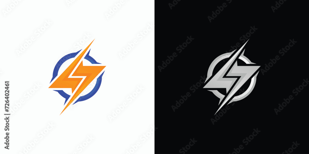 Poster Vector logo design illustration of the initial S lightning shape with a three-dimensional effect.