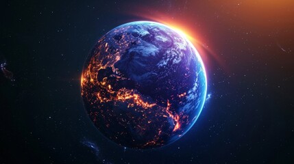 Fototapeta premium Planet earth made of microcircuit. View from space to earth. Artificial intelligence technology on the planet