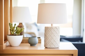 designer ceramic lamp standing on a nightstand