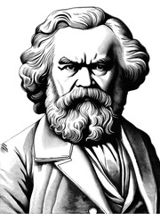 Karl Marx portrait, generative AI	