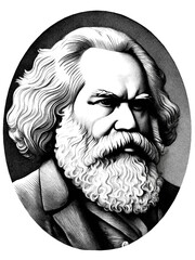 Karl Marx illustration, generative AI	
