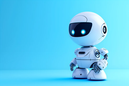 Cute technological small ai robot in minimalist style