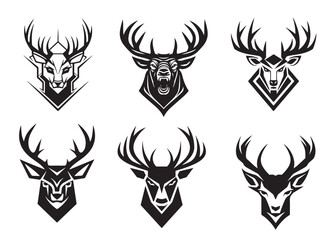 Fototapeta premium Set of deer heads