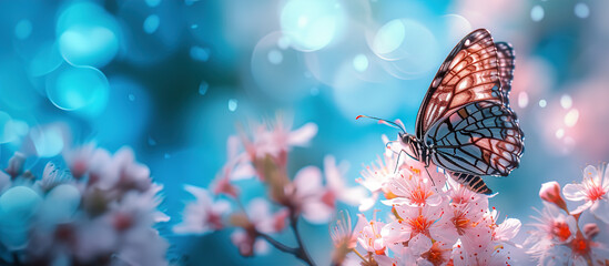 Close-up of a butterfly on a flower. a large butterfly sitting on green leaves, a beautiful insect...