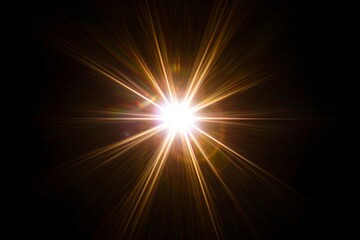 Obraz premium Easy to add lens flare effects for overlay designs or screen blending mode to make high-quality images. Abstract sun burst, digital flare, iridescent glare over black background.