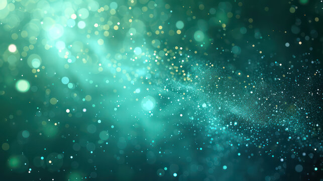 turqoise luxury glitter and bokeh particles, turqoise bokeh background, holiday festival background