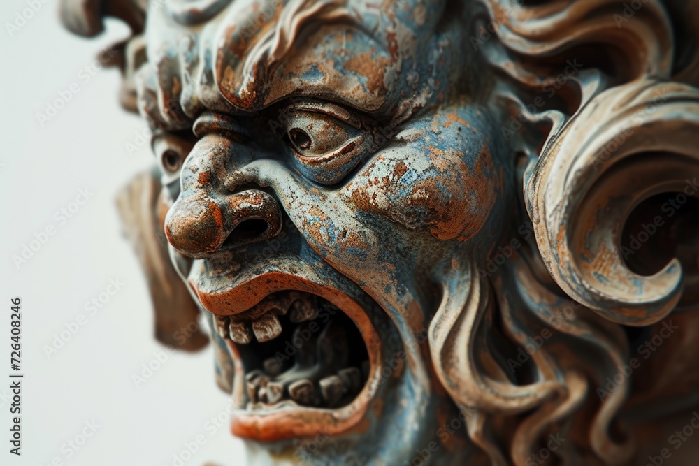 Leinwandbilder a close up view of a demon statue. can be used as a decorative element or for halloween-themed proje