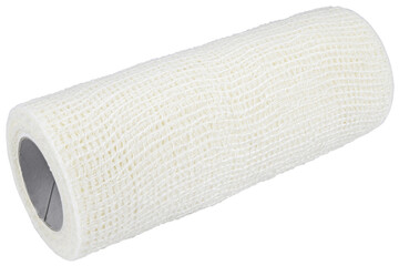 Self-fixing elastic cohesive rolled bandage isolated on a transparent background. Completely in...