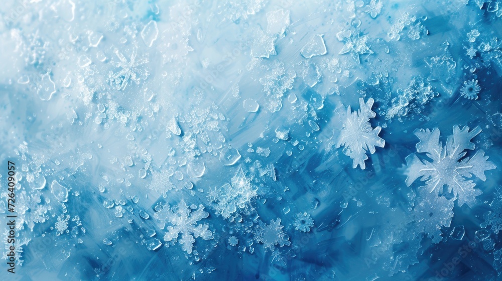 Poster a close-up view of a bunch of snow flakes. suitable for winter-themed designs and backgrounds