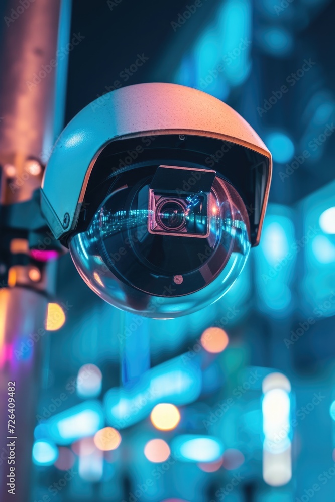 Aufkleber close up of a camera mounted on a pole. perfect for surveillance or security concepts