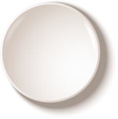 White bowl top view. Plate clean, empty porcelain dish. with shadow. for cafe, restaurant, on transparent, png