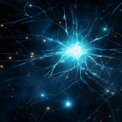 Neuron picture with light in the sky