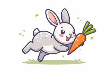 Happy rabbit with carrot illustration