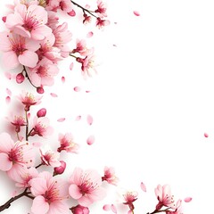 white background with sakura at the corner