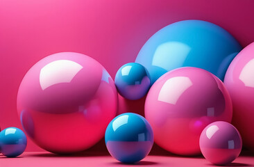 Background with pink and blue glossy balls.