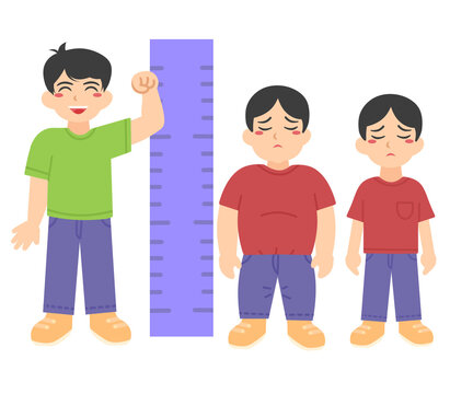 healthy , stunting , obesse comparison meter kids illustration