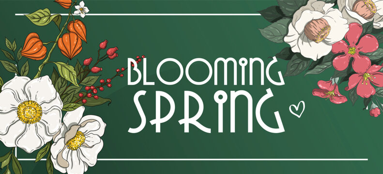 blooming spring background bunner