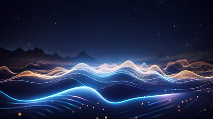 Digital technology blue rhythm wavy lines abstract graphic poster web page ppt background