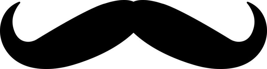 Hipster mustache icon flat vector isolated on transparent background. Black silhouette of adult man Italian moustache. Symbol of Fathers day.old facial hair style.