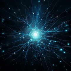 Neuron picture with light in the sky