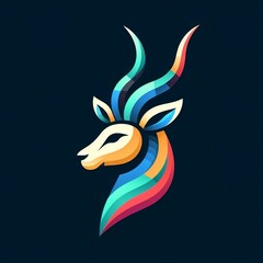 head silhouette, the flat logo of colorful Antelope in Vector Illustration Background design with space for copy created with generative ai