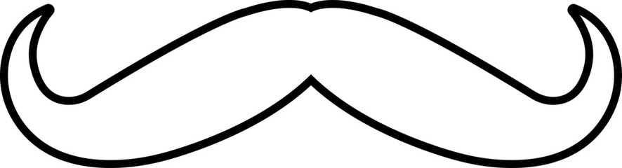 Hipster mustache icon line vector isolated on transparent background. Black silhouette of adult man Italian moustache. Symbol of Fathers day.old facial hair style.