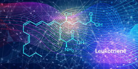 Chemical structure of leukotriene. Eicosanoid inflammatory mediator