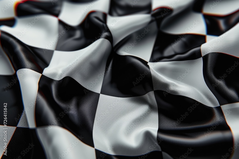 Poster Close up view of a black and white checkered fabric. Versatile and suitable for various design projects