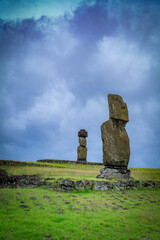 moais in Tahai, Rapa Nui, Easter Island