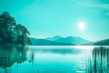 Zelfklevend Fotobehang lake and mountains © Ateeq