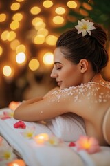 Obraz na płótnie Canvas A woman is pictured receiving a relaxing back massage at a spa. This image can be used to promote wellness, self-care, and the benefits of spa treatments