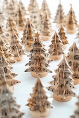 Group of Christmas trees made out of sheet music. Can be used as festive decorations or for...