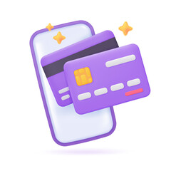 3D credit card. Card with magnetic stripe. For online payments to receive a cashback discount. 3D vector Illustration.