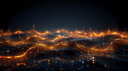 Digital technology blue rhythm wavy lines abstract graphic poster web page ppt background