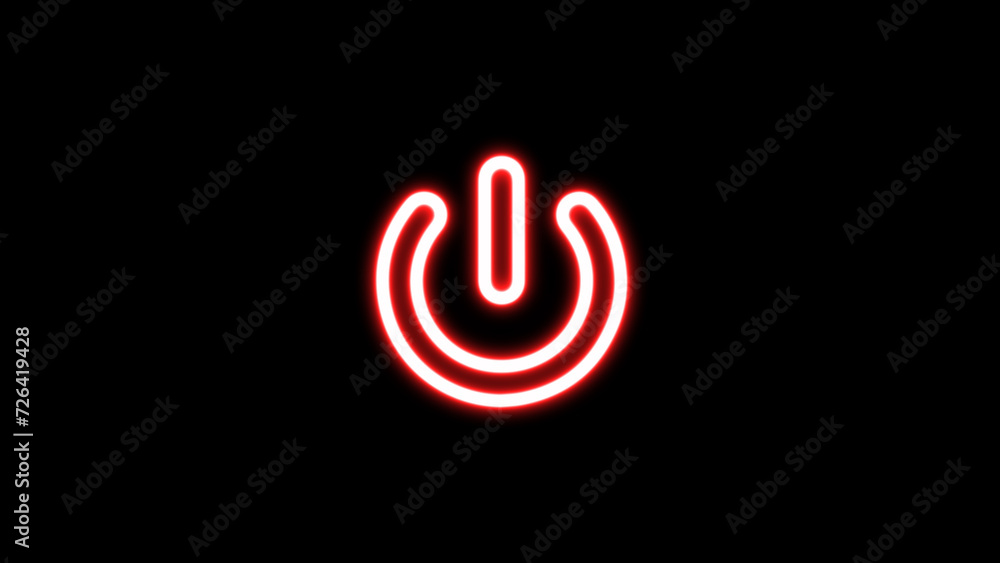 Poster glowing power button icon. neon on off switching buttons.