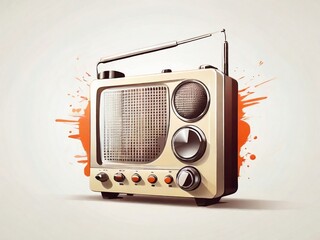 Obraz premium retro style radio illustration. design for poster, banner, flyer, web, social media. ai generative design