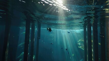 underwater sea background with light