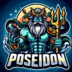 Poseidon gaming logo Generative AI