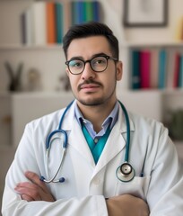 Confident Care: Doctor with Glasses and Folded Arms