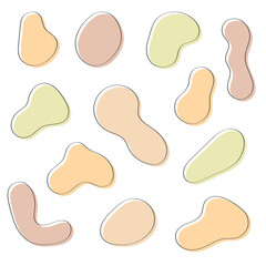 Blobs pastel colour with outlines
