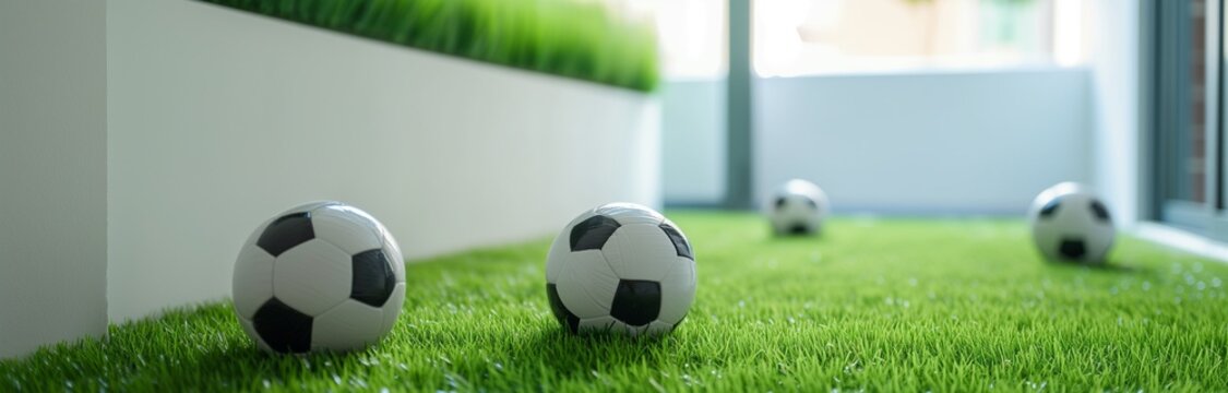 football ball on grass in the garden