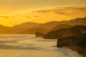 Stunning Sunrise from Villajoyosa, Costa Blanca, Alicante, Spain - obrazy, fototapety, plakaty