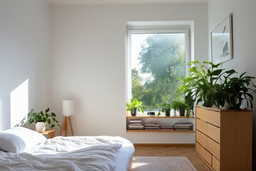Light bedroom with plants.