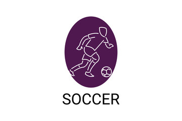 Soccer or football sport vector line icon. sportman, playing football. sport pictogram illustration.