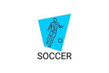 Soccer or football sport vector line icon. sportman, playing football. sport pictogram illustration.