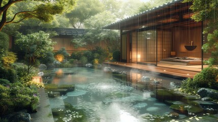 Rainy Day Beauty: Self-Care in a Japanese House by AI technology 