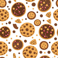 Simple cute cookie flat vector seamless pattern - 726426013